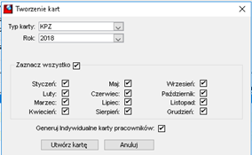 Parametry inicjowania grupowego kart