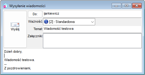 Okno edytora komunikatora Okno edytora komunikatora