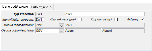 Typy zleceń windykacyjnych - zakładka Dane podstawowe Typy zleceń windykacyjnych - zakładka Dane podstawowe
