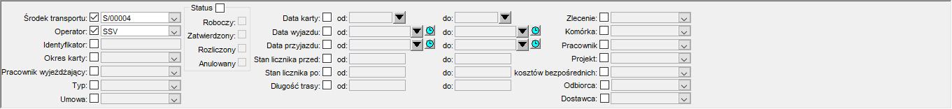Lista kart drogowych - nagłówek